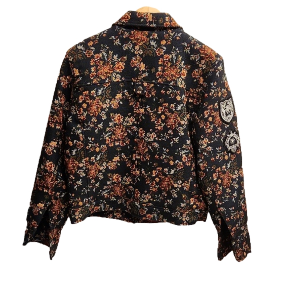 Blank NYC Floral Tapestry floral Quilt Lined Full Zip Jacket Size M - Picture 6 of 13